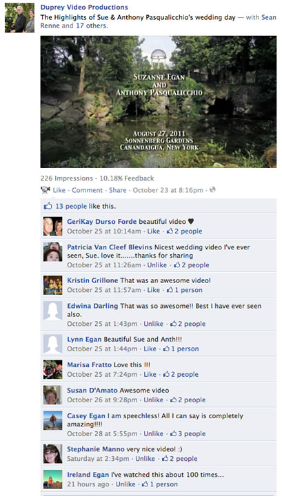 Sue & Anthony Pasqualicchio wedding video-Facebook Comments Sue & Anthony Pasqualicchio wedding video-Facebook Comments